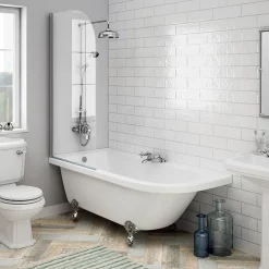 Victorian Plumbing Appleby 1700 Roll Top Shower Bath With Screen + Chrome Leg Set -Deals Accessory Ranges Store a17bsr d4