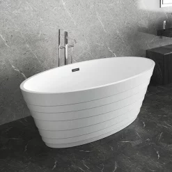 Victorian Plumbing Alcamo 1600 X 805 Curved Ripple Design Bath With Chrome Waste -Deals Accessory Ranges Store afb614c l