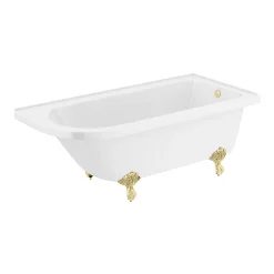 Victorian Plumbing Appleby 1700 Roll Top Shower Bath + Brushed Brass Leg Set -Deals Accessory Ranges Store aprh17 l2