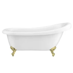 Victorian Plumbing Astoria 1550 Roll Top Slipper Bath + Brushed Brass Leg Set -Deals Accessory Ranges Store ast1550bb d1