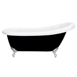 Victorian Plumbing Astoria Black 1550 Roll Top Slipper Bath W. Ball + Claw Leg Set -Deals Accessory Ranges Store astoriablack1550mmrolltopslipperbathdetail1