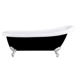 Victorian Plumbing Astoria Black 1710 Roll Top Slipper Bath W. Ball + Claw Leg Set -Deals Accessory Ranges Store astoriablack1710rolltopslipperbathd1