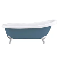 Victorian Plumbing Astoria Blue 1710 Roll Top Slipper Bath W. Ball + Claw Leg Set -Deals Accessory Ranges Store astoriablue1710rolltopslipperbathd1