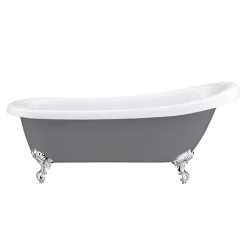 Victorian Plumbing Astoria Grey 1710 Roll Top Slipper Bath W. Ball + Claw Leg Set -Deals Accessory Ranges Store astoriagrey1710rolltopslipperbathd1