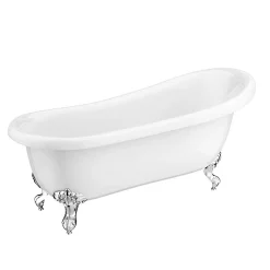 Victorian Plumbing Astoria 1710 Roll Top Slipper Bath + Chrome Leg Set -Deals Accessory Ranges Store astoriarolltopslipperbathwithchromeballclawfeet1710mmd2