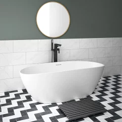 Arezzo 1650 X 690 Matt White Solid Stone Curved Double Ended Bath