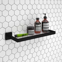 Arezzo Modern Wall Mounted Glass Shelf Matt Black