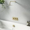 Arezzo Brushed Brass Round Slimline Freeflow Bath Filler Waste And Overflow