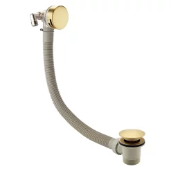 Arezzo Brushed Brass Round Slimline Freeflow Bath Filler Waste And Overflow -Deals Accessory Ranges Store az243bbl
