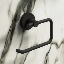 Arezzo Matt Black Round Toilet Roll Holder