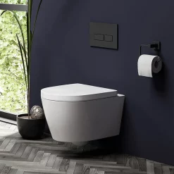 Arezzo Matt Black Square Toilet Roll Holder