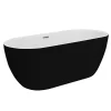 Arezzo Matt Black Freestanding Modern Bath With Chrome Waste 1650 X 750 X 570mm -Deals Accessory Ranges Store azmb16bthc d2