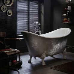 Heritage Bathroom Heritage Lyddington Freestanding Acrylic Bath (1730 X 750mm) With Feet - Stainless Steel Effect