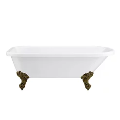 Victorian Plumbing Bromley 1780 Single Ended Roll Top Bath + Antique Brass Leg Set -Deals Accessory Ranges Store brom1780abd1
