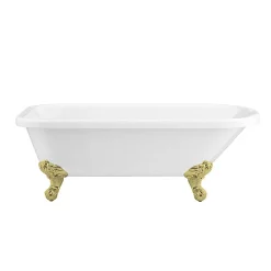 Victorian Plumbing Bromley 1780 Single Ended Roll Top Bath + Brushed Brass Leg Set -Deals Accessory Ranges Store brom1780bb d1