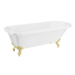 Victorian Plumbing Bromley 1780 Single Ended Roll Top Bath + Brushed Brass Leg Set -Deals Accessory Ranges Store brom1780bb l1
