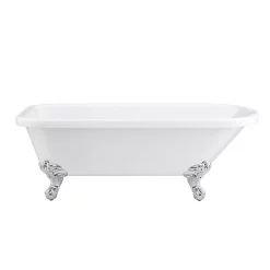 Victorian Plumbing Bromley 1470 Small Single Ended Roll Top Bath + Chrome Legs -Deals Accessory Ranges Store bromley1470singleendedrolltopbathwithchromeballandclawfeetd1