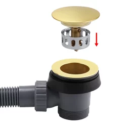 Arezzo Brushed Brass Easy Clean Click Clack Bath Waste With Overflow -Deals Accessory Ranges Store cbw01bb d3