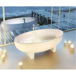 Clearwater Bath Clearwater - Lacrima Natural Stone Bath Hand Polished White - 1690 X 800mm -Deals Accessory Ranges Store clrlacrimaverylargealt2