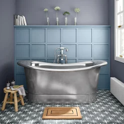 The Period Bathroom Company Trafalgar Nickel 1700 X 710mm Double Ended Slipper Roll Top Bath Tub -Deals Accessory Ranges Store copd217 nl