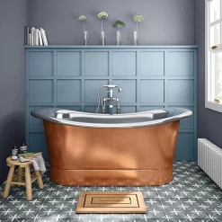 The Period Bathroom Company Trafalgar Copper 1700 X 710mm Double Ended Slipper Roll Top Bath Tub (Nickel Inside) -Deals Accessory Ranges Store copd317 lrg