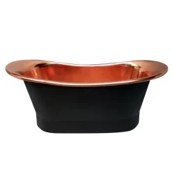 The Period Bathroom Company Trafalgar Matt Black 1700 X 710mm Double Ended Slipper Roll Top Bath Tub (Copper Inside) -Deals Accessory Ranges Store copd417 d2