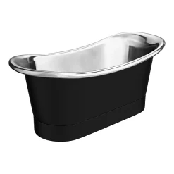 The Period Bathroom Company Trafalgar Matt Black 1700 X 710mm Double Ended Slipper Roll Top Bath Tub (Nickel Inside) -Deals Accessory Ranges Store copd517 n d3