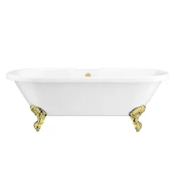 Victorian Plumbing Duke 1695 Double Ended Roll Top Bath + Brushed Brass Leg Set -Deals Accessory Ranges Store duke1695bb d1