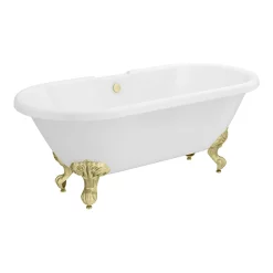 Victorian Plumbing Duke 1695 Double Ended Roll Top Bath + Brushed Brass Leg Set -Deals Accessory Ranges Store duke1695bb l2
