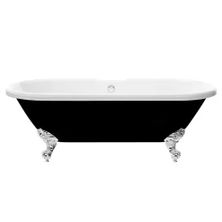 Victorian Plumbing Duke Black 1695 Double Ended Roll Top Bath W. Ball + Claw Leg Set -Deals Accessory Ranges Store dukeblack1695doubleendedrolltopbathd1