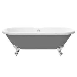 Victorian Plumbing Duke Grey 1695 Double Ended Roll Top Bath W. Ball + Claw Leg Set -Deals Accessory Ranges Store dukegrey1695doubleendedrolltopbathd1