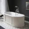 Urlington Bathroom Burlington London 1800mm Bath With Curved Surround & Waste - Matt White -Deals Accessory Ranges Store e22o d1