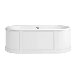 Urlington Bathroom Burlington London 1800mm Bath With Curved Surround & Waste - Matt White -Deals Accessory Ranges Store e22w l