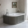 Urlington Bathroom Burlington London 1800mm Back To Wall Bath With Curved Surround & Waste - Dark Olive -Deals Accessory Ranges Store e23o d1 2