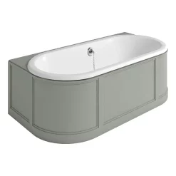 Urlington Bathroom Burlington London 1800mm Back To Wall Bath With Curved Surround & Waste - Dark Olive -Deals Accessory Ranges Store e23o l