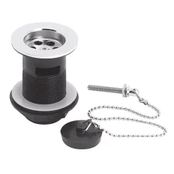 Nuie Contract Basin Waste With Poly Plug & Ball Chain - Chrome