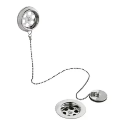 Hudson Reed Chrome Retainer Bath Waste With Brass Plug + Ball Chain