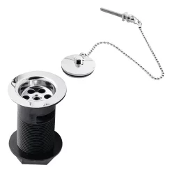 Hudson Reed Contract Basin Waste With Brass Plug & Ball Chain - Chrome