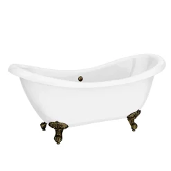 Victorian Plumbing Earl 1750 Double Ended Roll Top Slipper Bath + Antique Brass Leg Set -Deals Accessory Ranges Store earl1750ab detail01