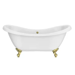 Victorian Plumbing Earl 1750 Double Ended Roll Top Slipper Bath + Brushed Brass Leg Set -Deals Accessory Ranges Store earl1750bb d2