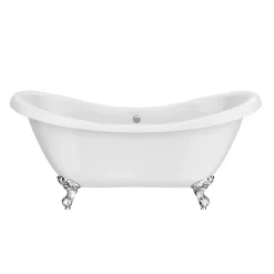 Victorian Plumbing Earl 1750 Double Ended Roll Top Slipper Bath + Chrome Leg Set -Deals Accessory Ranges Store earl1750doubleendedrolltopslipperbathwithchromeballclawfeetd1