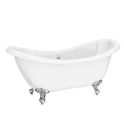 Victorian Plumbing Earl 1750 Double Ended Roll Top Slipper Bath + Chrome Leg Set -Deals Accessory Ranges Store earl1750doubleendedrolltopslipperbathwithchromelegsetdetail1