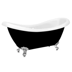 Victorian Plumbing Earl Black 1750 Double Ended Roll Top Slipper Bath W. Ball + Claw Leg Set
