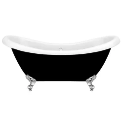 Victorian Plumbing Earl Black 1750 Double Ended Roll Top Slipper Bath W. Ball + Claw Leg Set -Deals Accessory Ranges Store earlblack1750doubleendedslipperbathd1