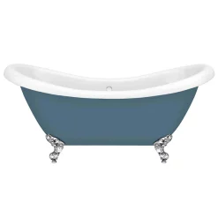 Victorian Plumbing Earl Blue 1750 Double Ended Roll Top Slipper Bath W. Ball + Claw Leg Set -Deals Accessory Ranges Store earlblue1750doubleendedrolltopslipperbathd1