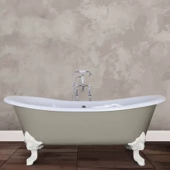 Hurlingham Bath Hurlingham Belvoir 0TH Cast Iron Roll Top Bath (1840x780mm) With White Feet -Deals Accessory Ranges Store hur034036d2