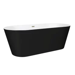 Klyn Bathroom Brooklyn Matt Black Exterior 1700 X 800mm Double Ended Freestanding Bath With Brushed Brass Waste -Deals Accessory Ranges Store lbt25blkebb d3