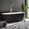 Klyn Bathroom Brooklyn Matt Black Exterior 1700 X 800mm Double Ended Freestanding Bath With Brushed Brass Waste