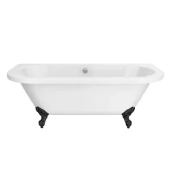Victorian Plumbing Admiral 1685 Back To Wall Roll Top Bath + Matt Black Leg Set -Deals Accessory Ranges Store mbadmiral1685b n d1