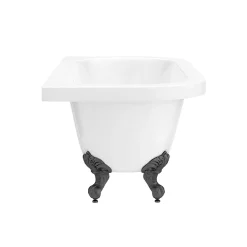 Victorian Plumbing Admiral 1685 Back To Wall Roll Top Bath + Matt Black Leg Set -Deals Accessory Ranges Store mbadmiral1685b n d2